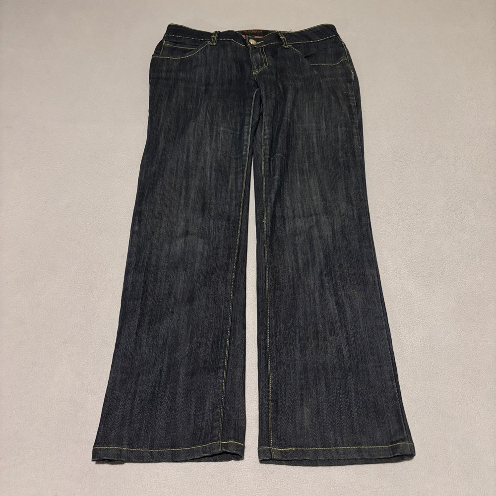Rocawear Simone Womens Straight Leg Jeans Size 9 Yellow Embroidered Logo